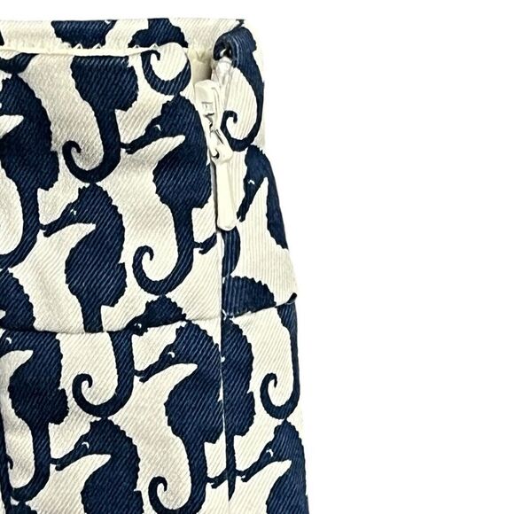 J.Crew Shorts Chino Stretch White Blue Seahorse All Over Print Coastal Nautical - Picture 2 of 8